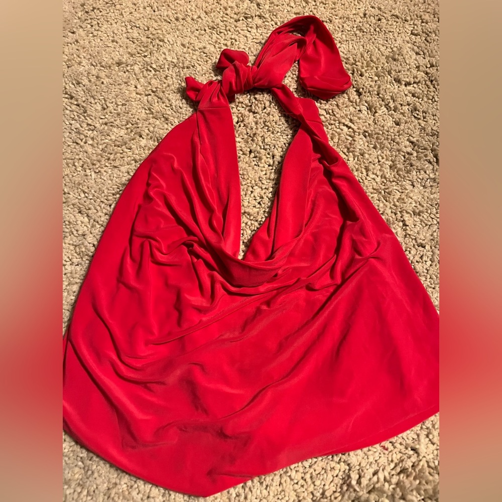 Cressong Hot Pink Cowl Neck Backless Hot Pink Halter